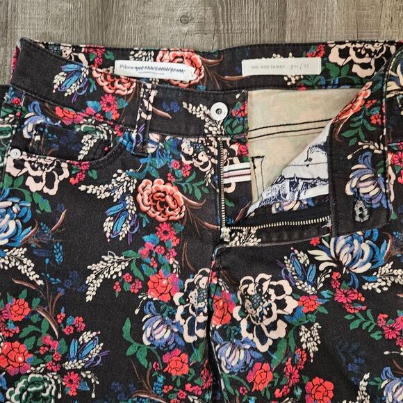 Anthropologie Pilcro Black Denim Floral Print Skinny W27 - Picture 9 of 9